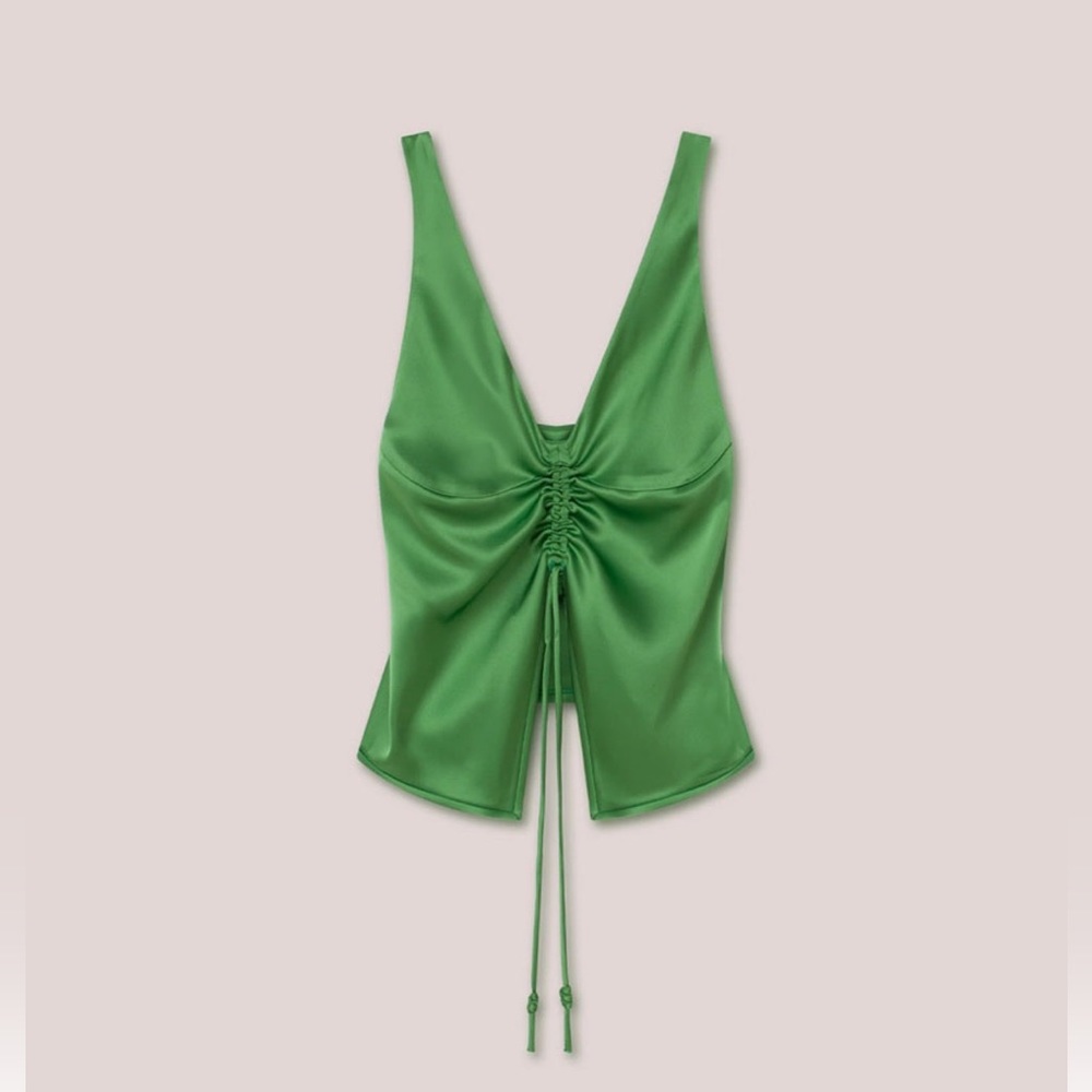 Yod Slip Satin Tie-front Top